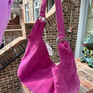 Free People Magenta Pink Suede Shoulder Bag NWT